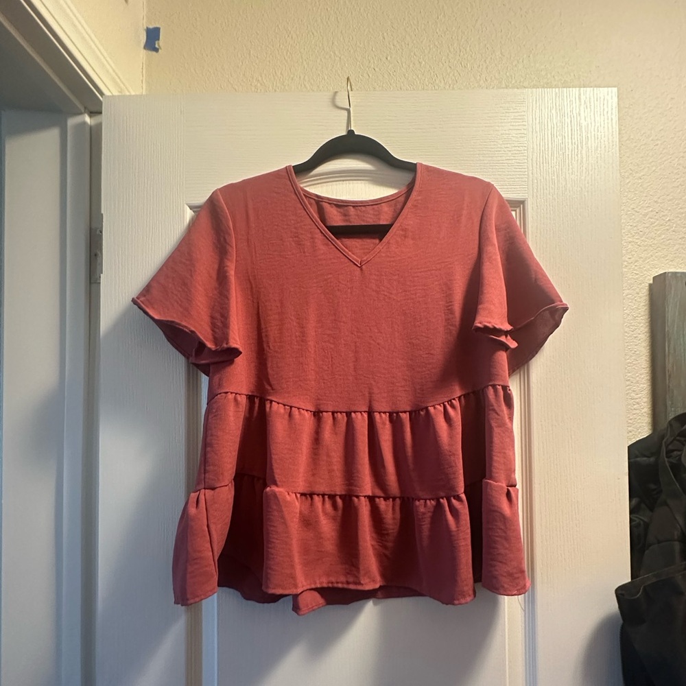 Solid Muave Ruffle Blouse